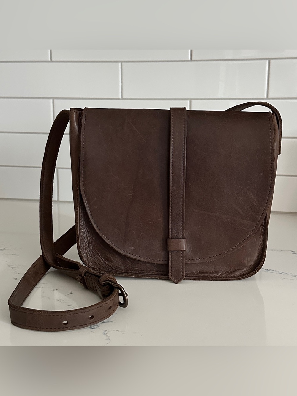 ABLE | The Tirhas Saddlebag Brown Leather Crossbody